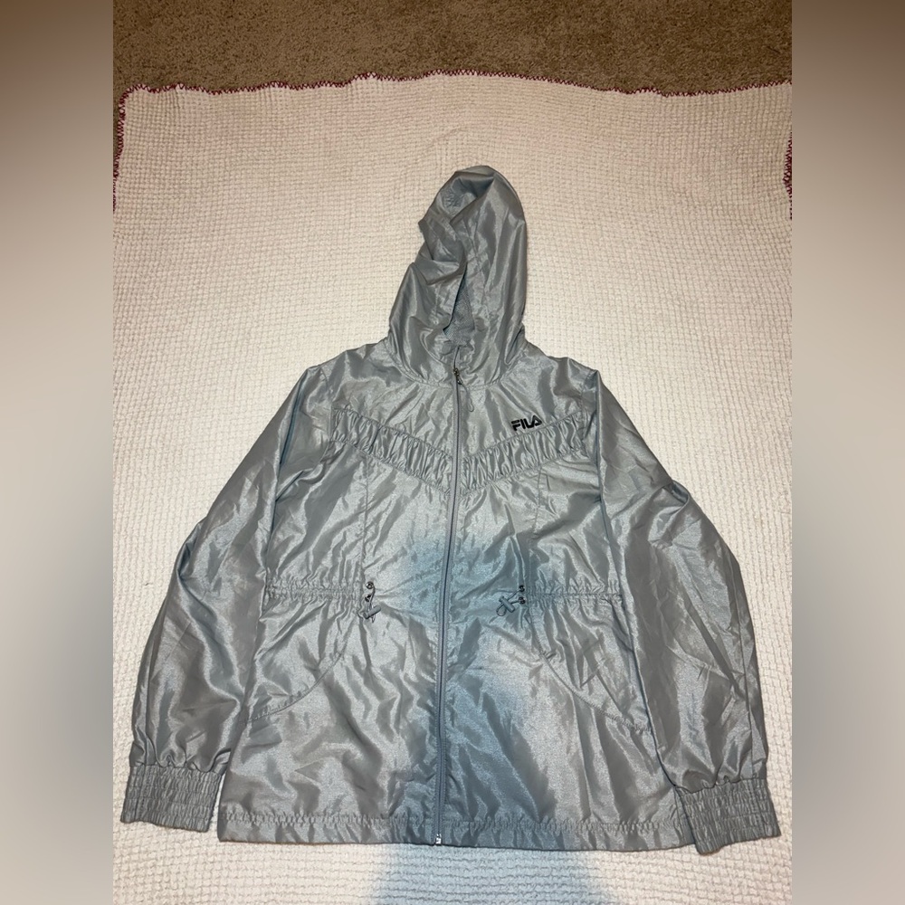 silver Fila windbreaker jacket size medium